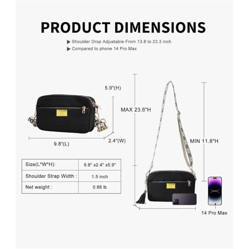 Crossbody Bag Women Vegan Leather 3 Straps Small Shoulder Purse Trendy